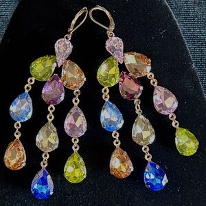 Funky Faux Gem Chandelier Earrings for Pierced Ears